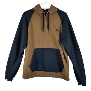 Jordan Brand Hoodie Men Large Brown Navy Blue Flight Jumpman Colorblock Pullover
